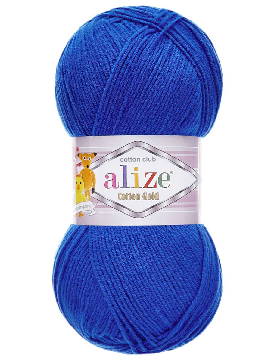 Пряжа Alize для теплой одежды пледов игрушек Cotton gold 100 гр 330 м 5 мотков 141 василек - фото 4