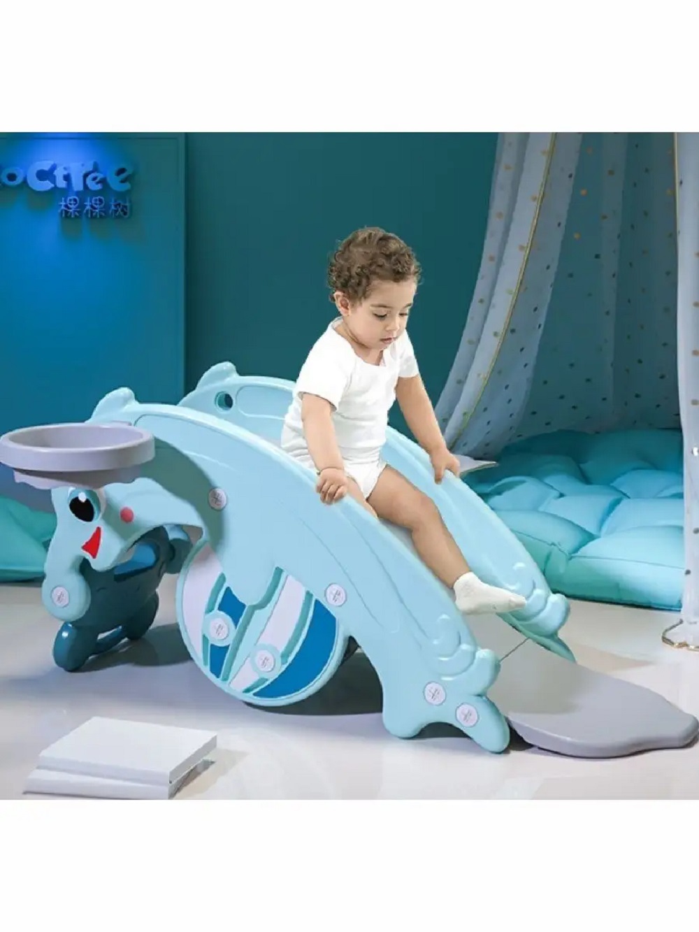 Горка Perfetto Sport качалка Дельфин PS-037-М цвет ментоловый - фото 5