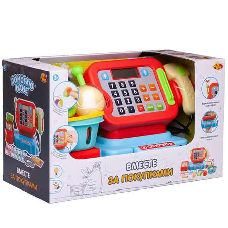 Игровой набор Abtoys продукты, прилавок, касса, тележки и корзинки