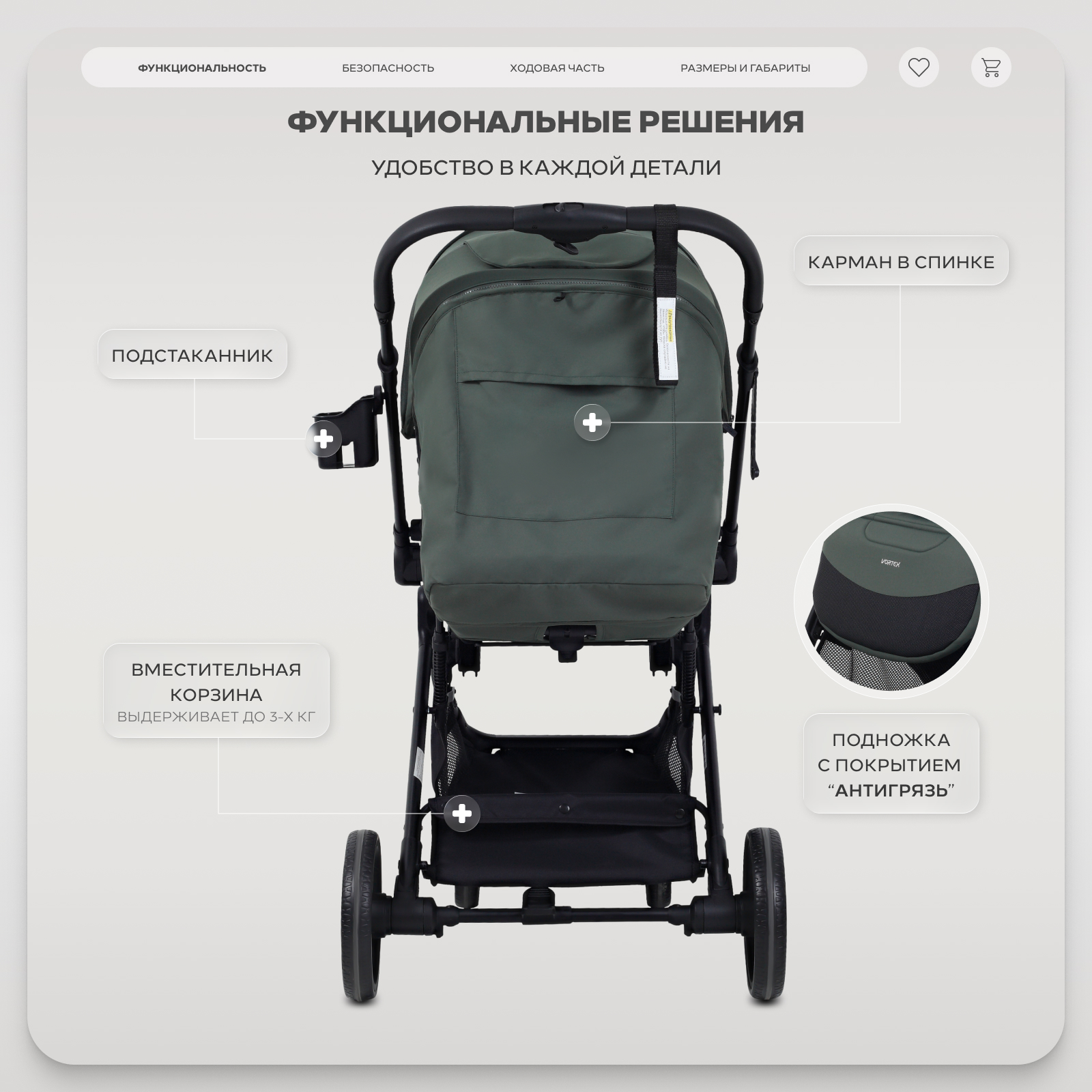 Коляска прогулочная Rant Basic Vortex зеленый - фото 5