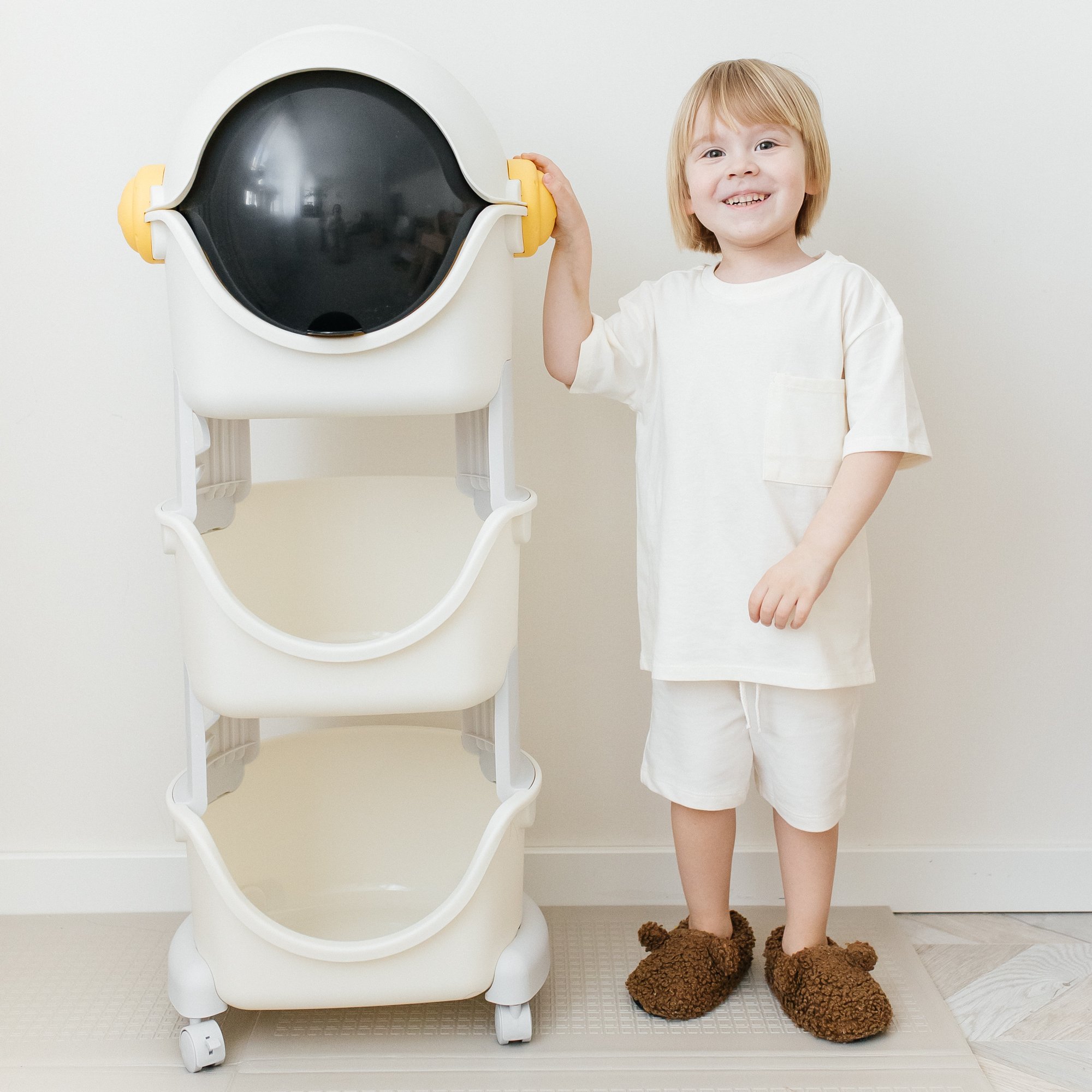 Стеллаж UNIX Kids Cosmo 3 levels Grey на колесиках - фото 9