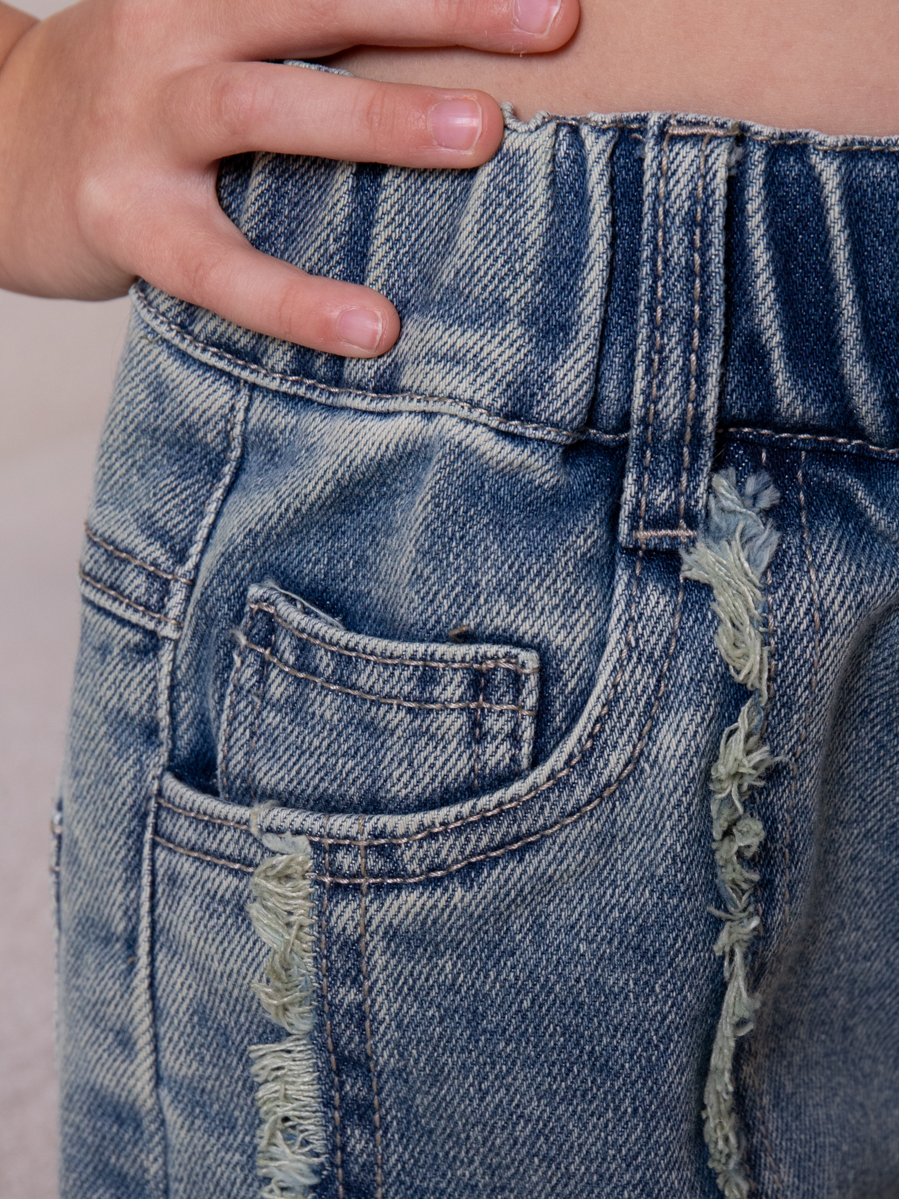 Джинсы iUkoworld Джинсы для девочки широкие палаццо на резинке - фото 5