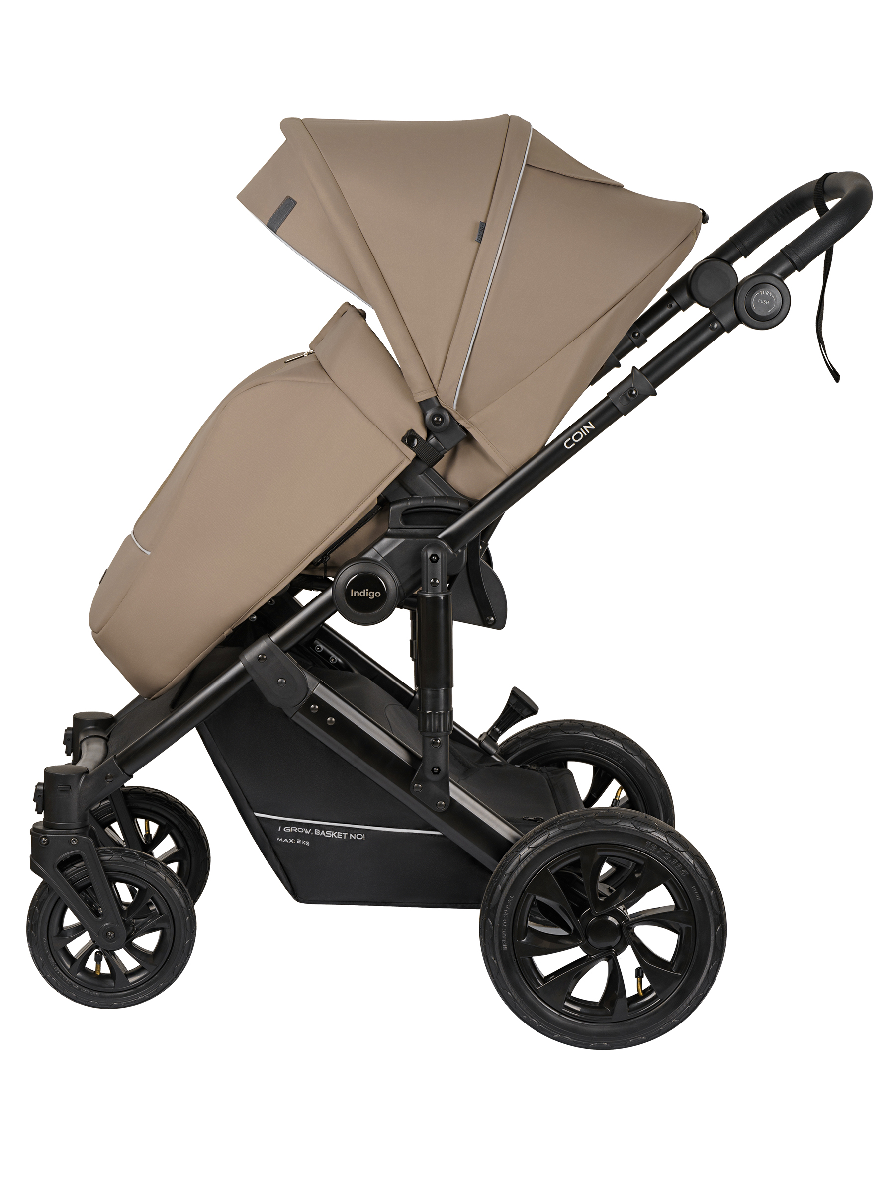 Коляска 2в1 Indigo Coin темно-бежевый - фото 14