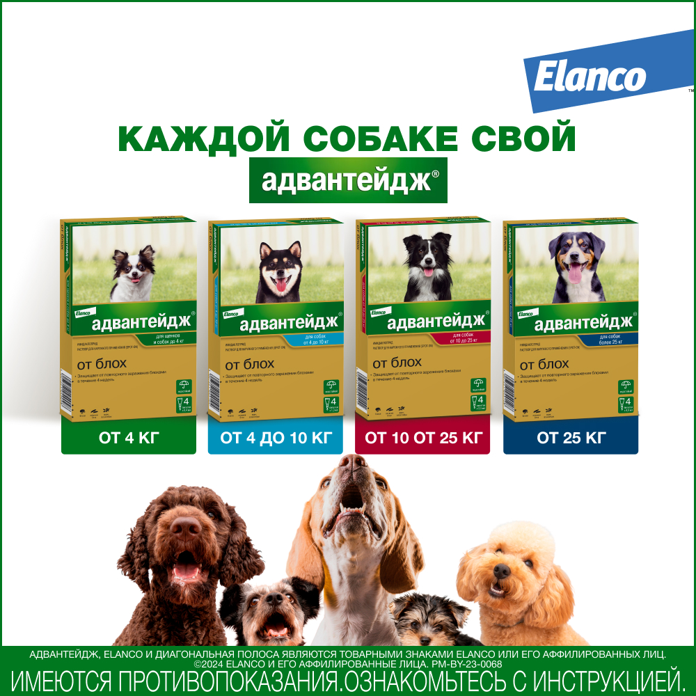 Капли для собак Elanco Адвантейдж против блох 4 пипетки - фото 10