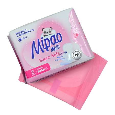 Прокладки гигиенические Mipao дневные с анионовым защитным чипом 8шт