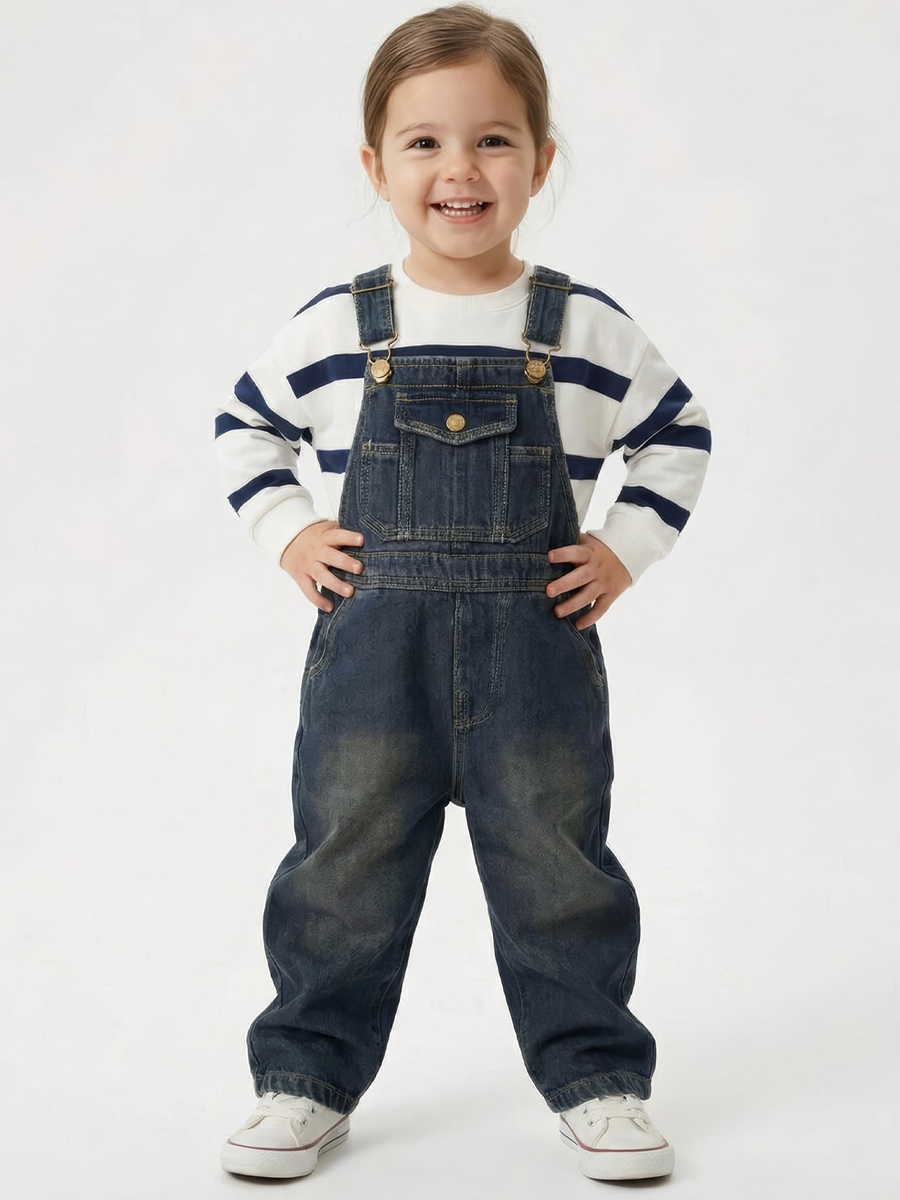 Полукомбинезон iUkoworld Джинсовый полукомбинезон на флисе детский - фото 2
