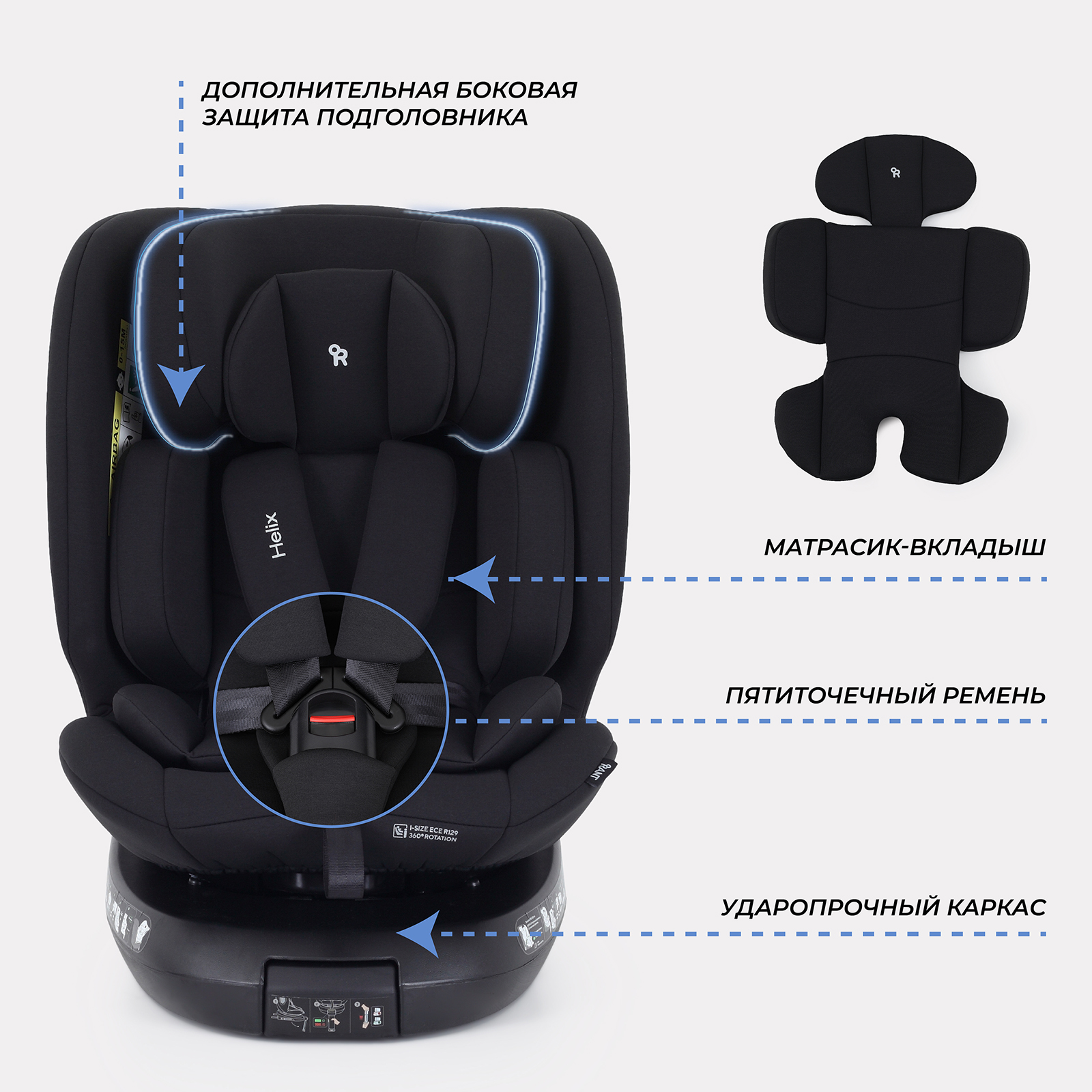 Автокресло Rant Helix isofix Isofix 0+/1/2/3 (0-36 кг) черный - фото 5