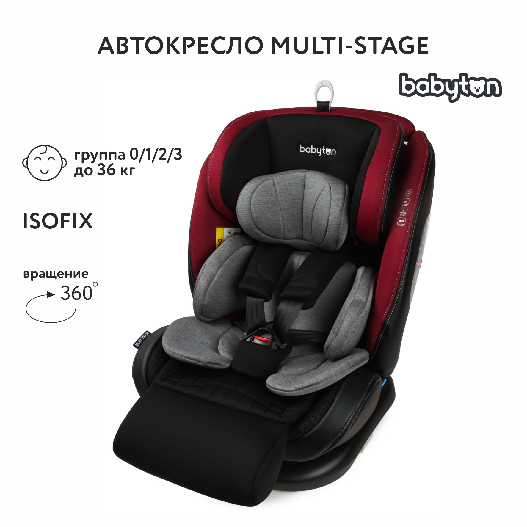 Автокресло Babyton Multi-Stage Black-Red Isofix 0+/1/2/3 (0-36 кг) - фото 1