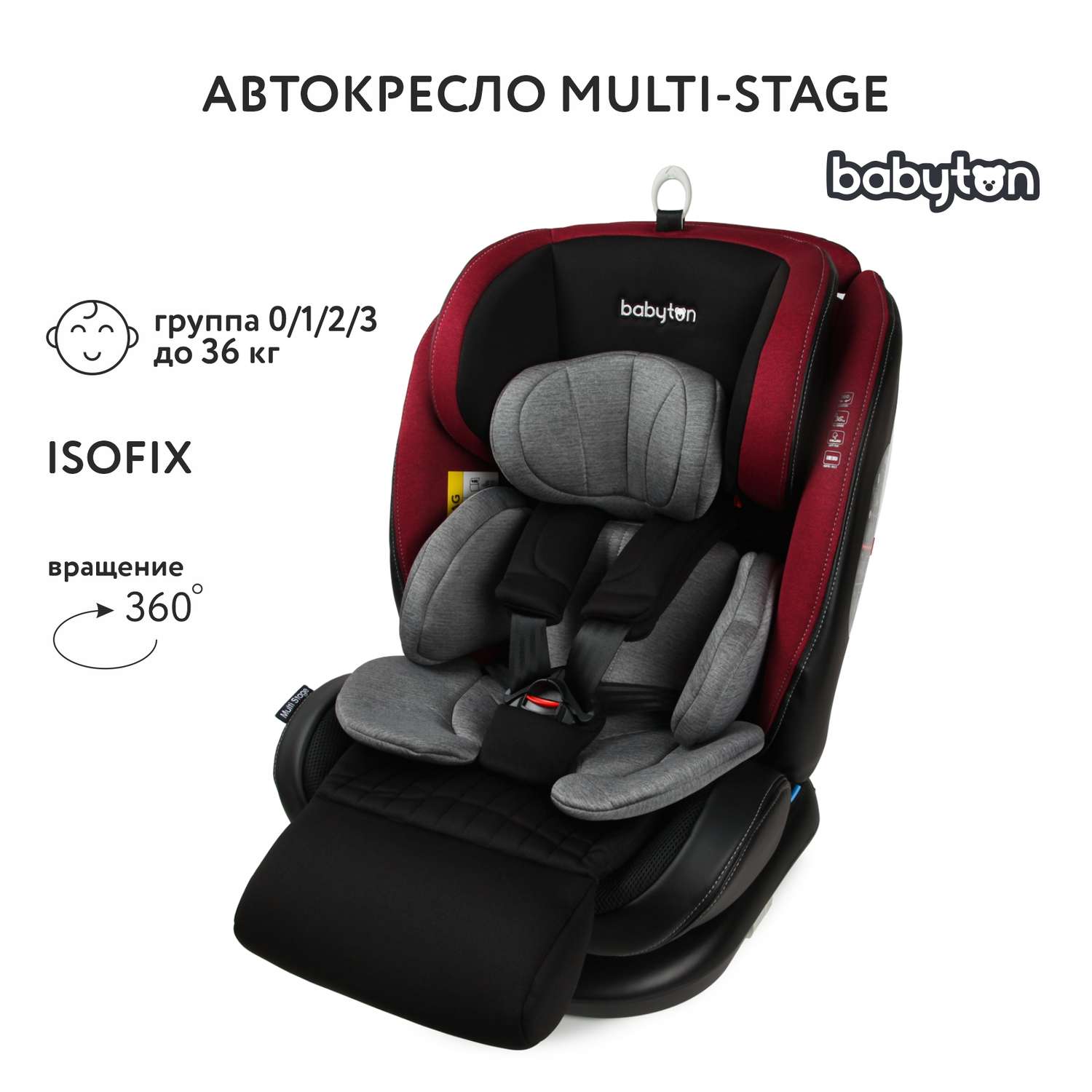 Автокресло Babyton Multi-Stage Black-Red Isofix 0+/1/2/3 (0-36 кг) - фото 1