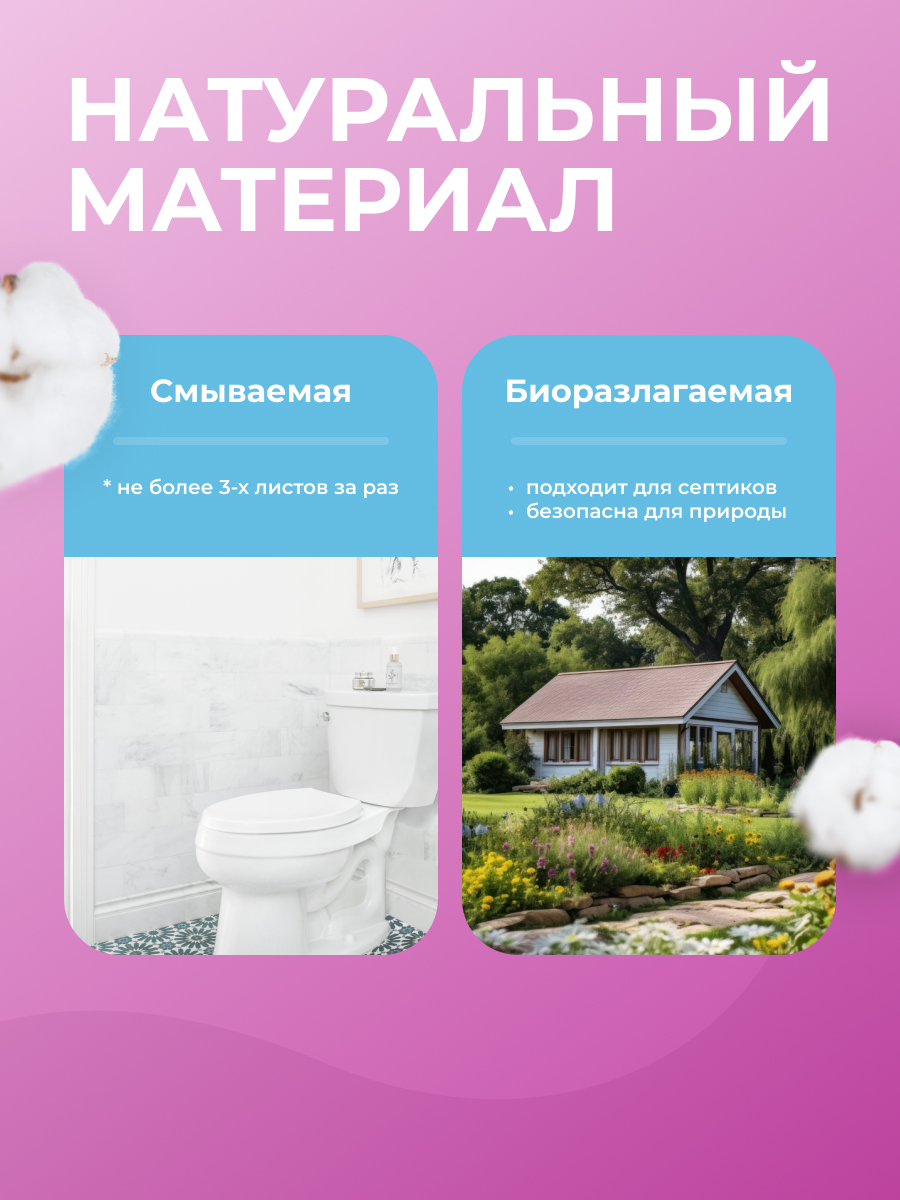 Влажная туалетная бумага Cotto Fleur 2 упак. 80 шт. - фото 6