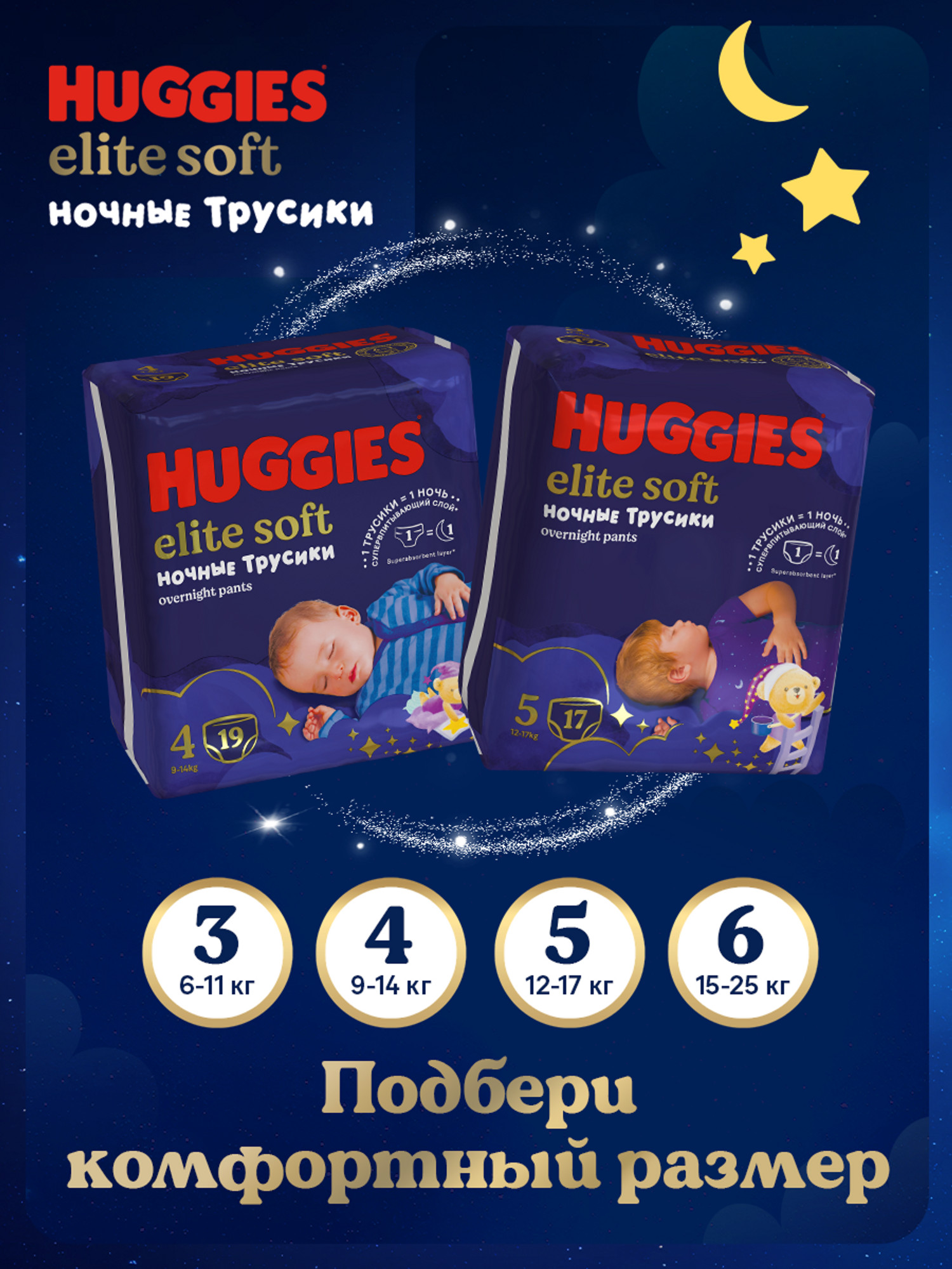 Трусики Huggies Elite Soft ночные 5 (12-17 кг) 17 шт. - фото 11