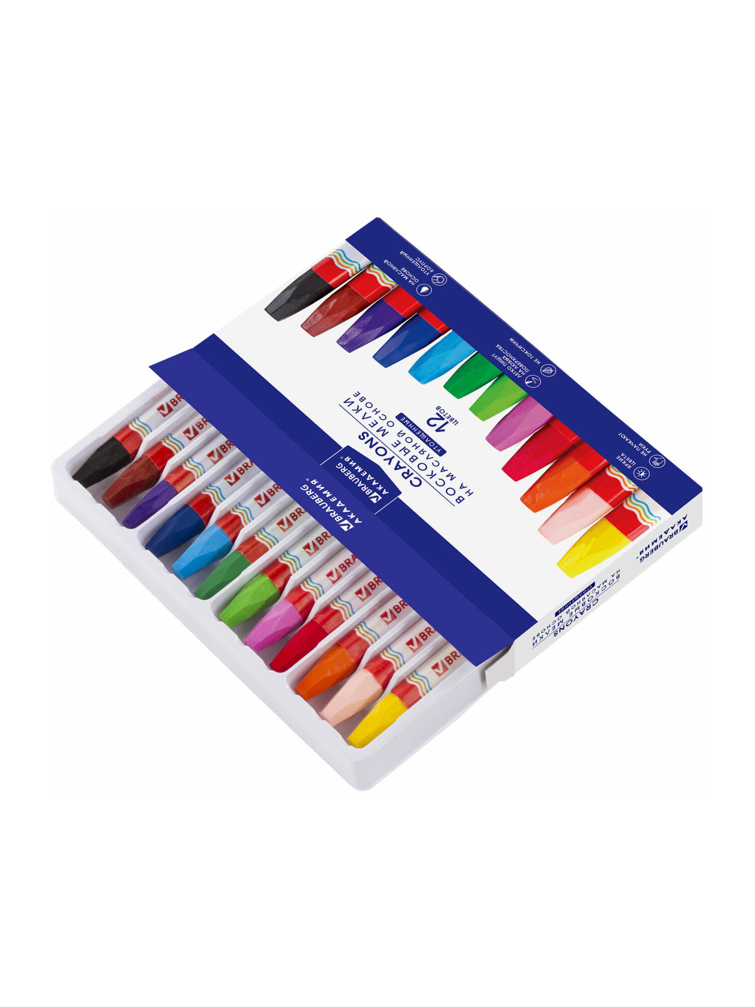 Восковые мелки Brauberg 12 шт. - фото 11