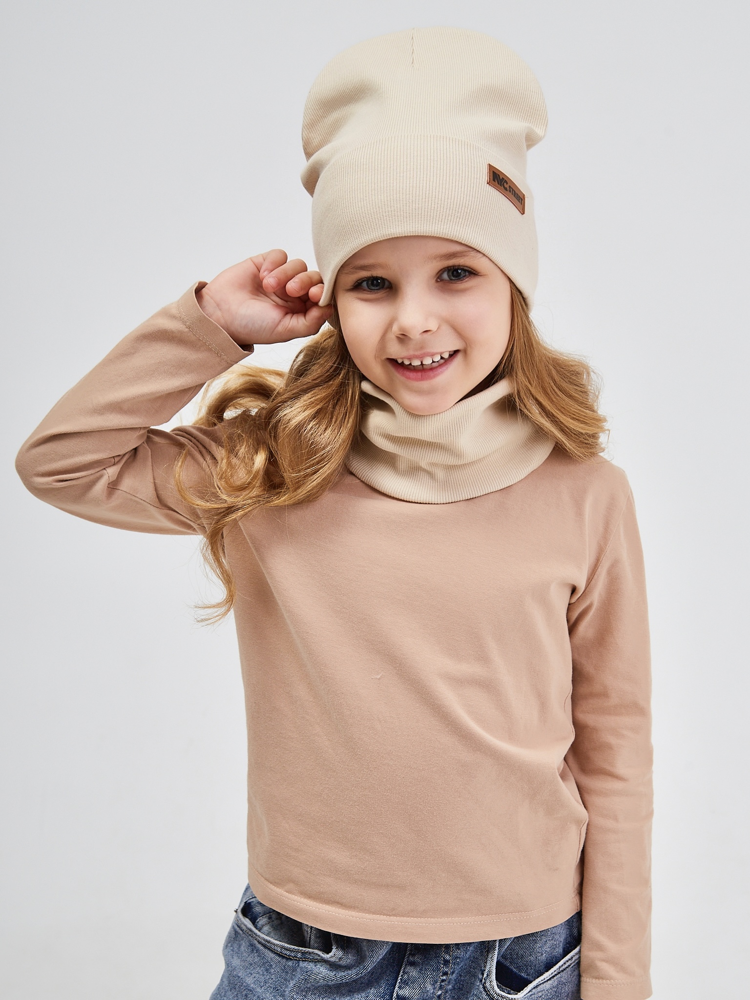 Шапка и снуд NYCkids NYC-H-70-KashOtvG-beige - фото 10
