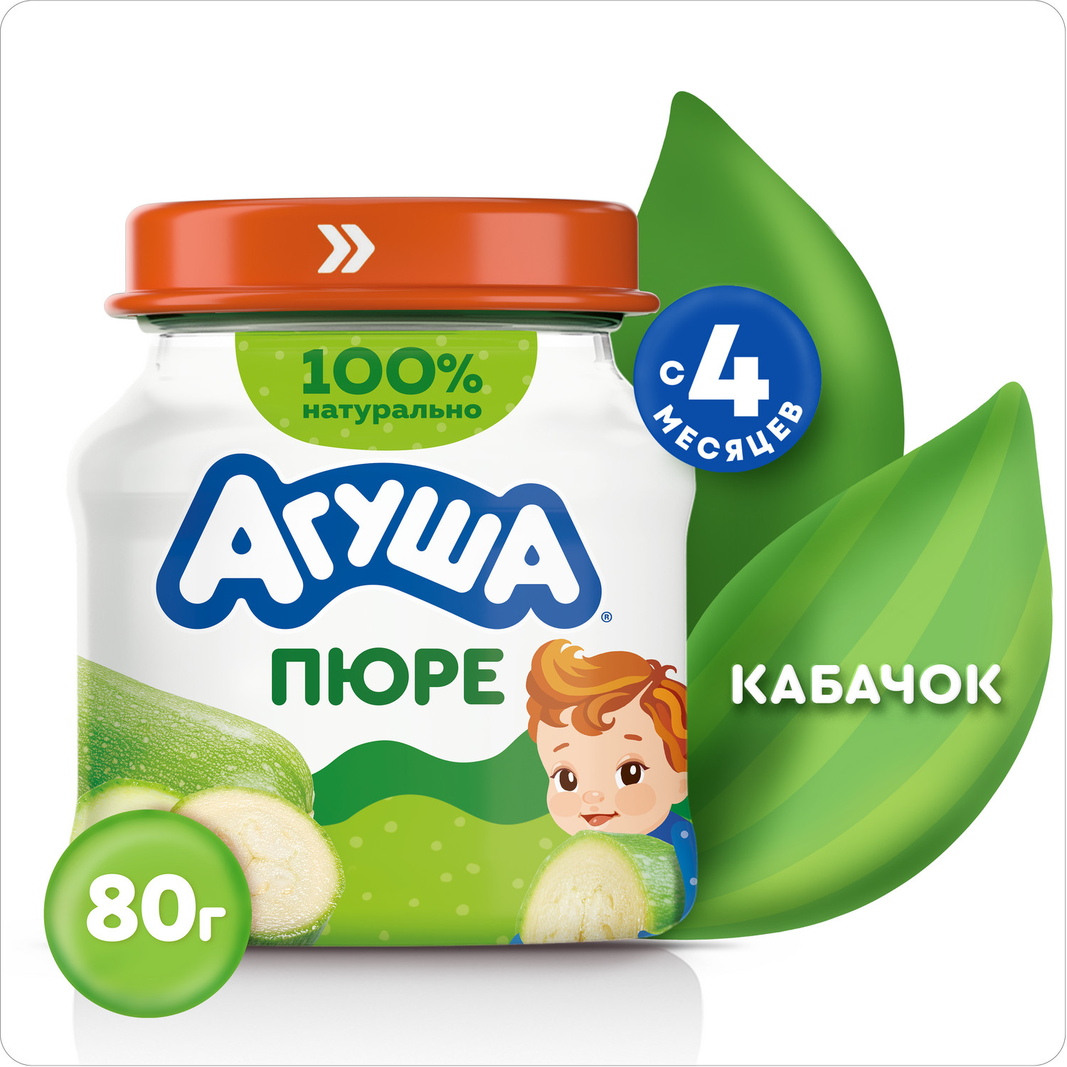 Пюре Агуша Кабачок с 4 мес 80 г - фото 1
