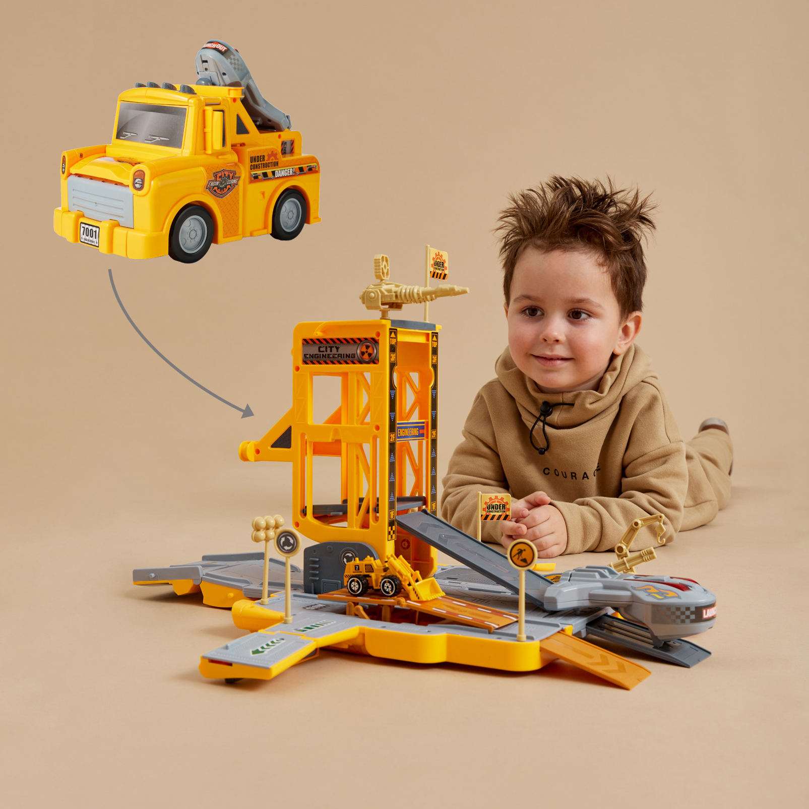 Игровой набор Happy Baby грузовик-станция 331886_orange - фото 11