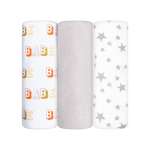 Комплект пелёнок Mjolk Babe/White Sand/Звёзды cет из 3х штук 80*80