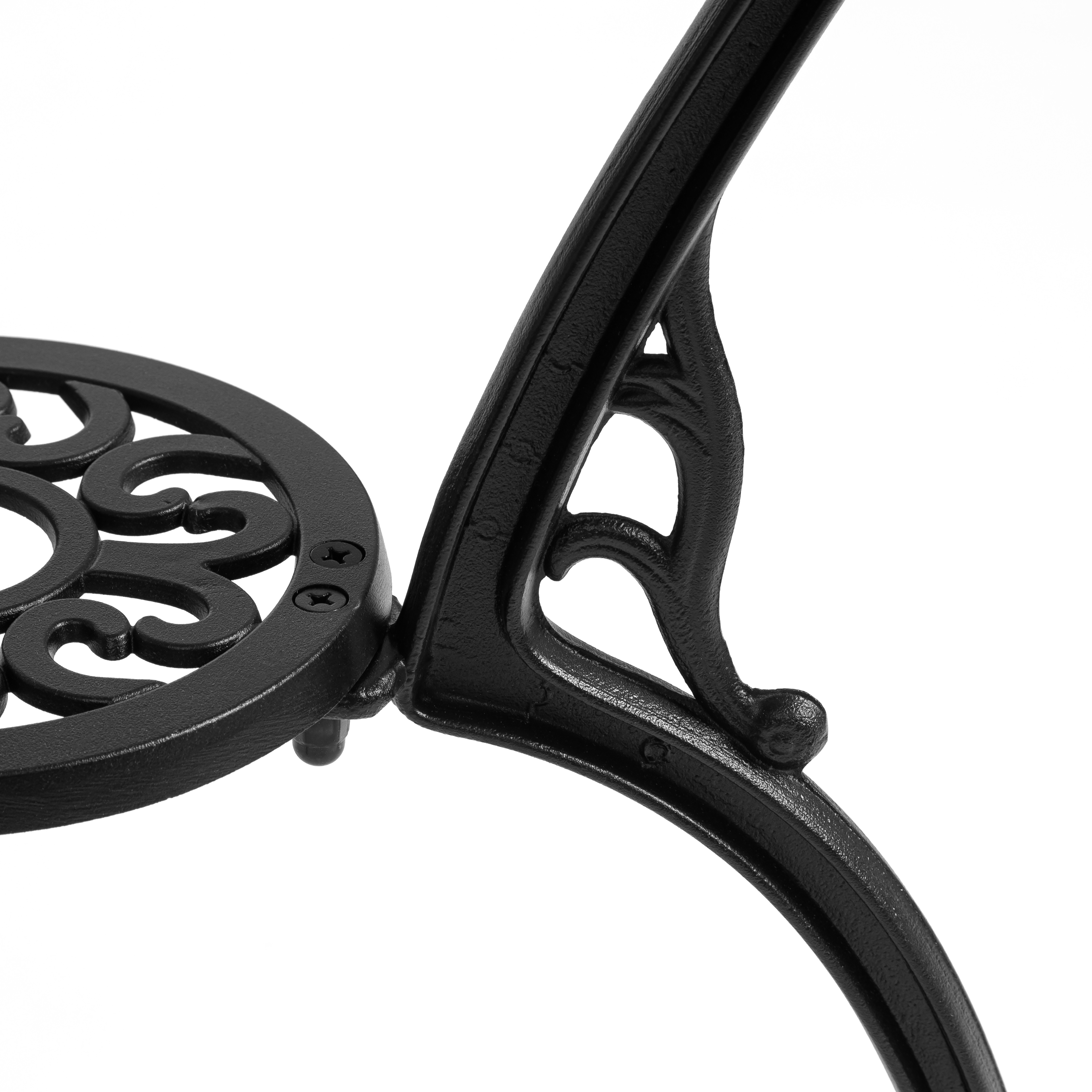 Комплект садовой мебели TETCHAIR Романс (стол+2 стула), алюминиевый сплав, D60/H67, 53х41х89см, черный - фото 6