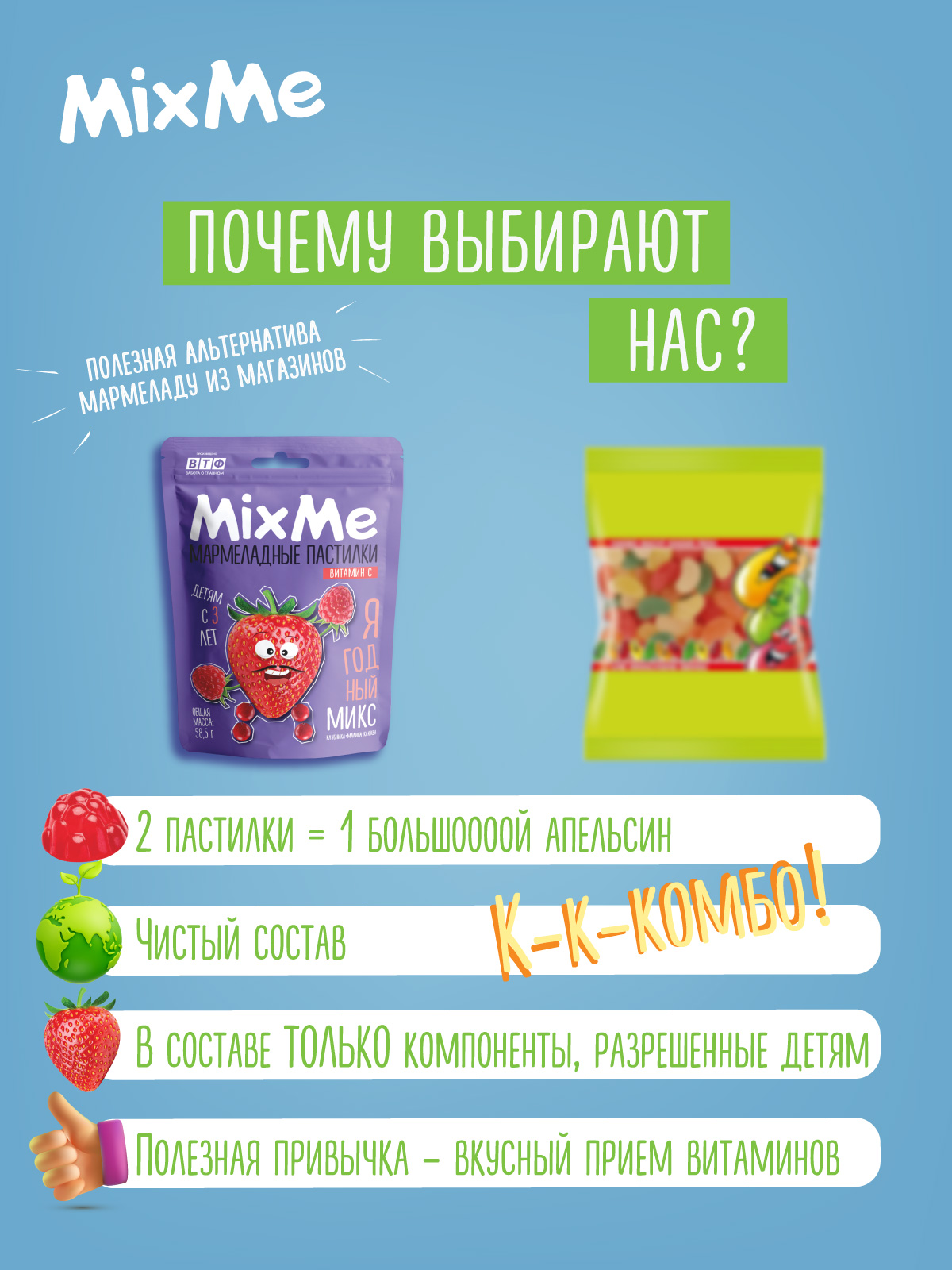 Витамин С MixMe ягодный микс малина клубника клюква - фото 5