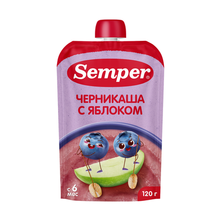 Пюре Semper Каша-яблоко-черника с 6 мес 120 г