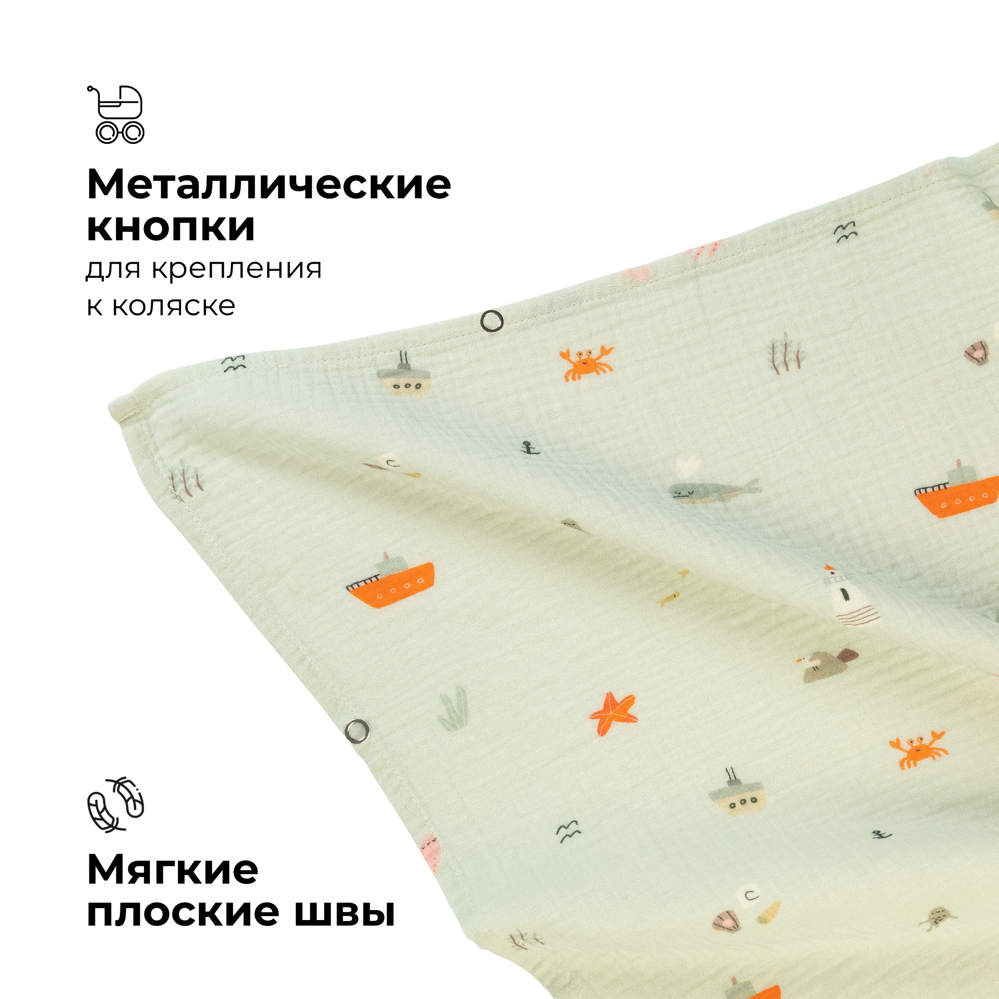 Пеленка муслиновая BUBA KIDS Тихий океан 115х115 см 1 шт - фото 3