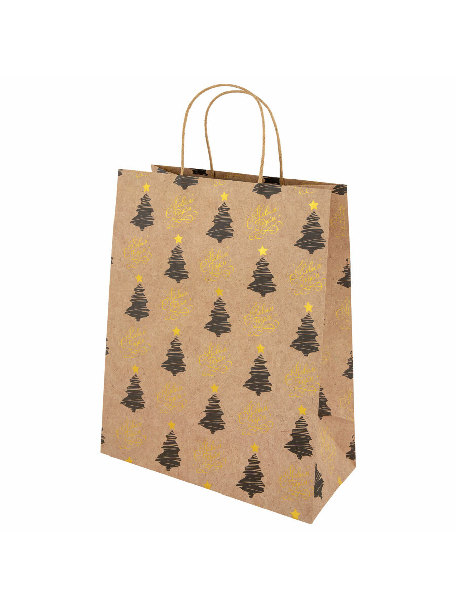 Пакеты новогодние подарочные Золотая сказка набор 4 штуки Kraft Large - фото 4