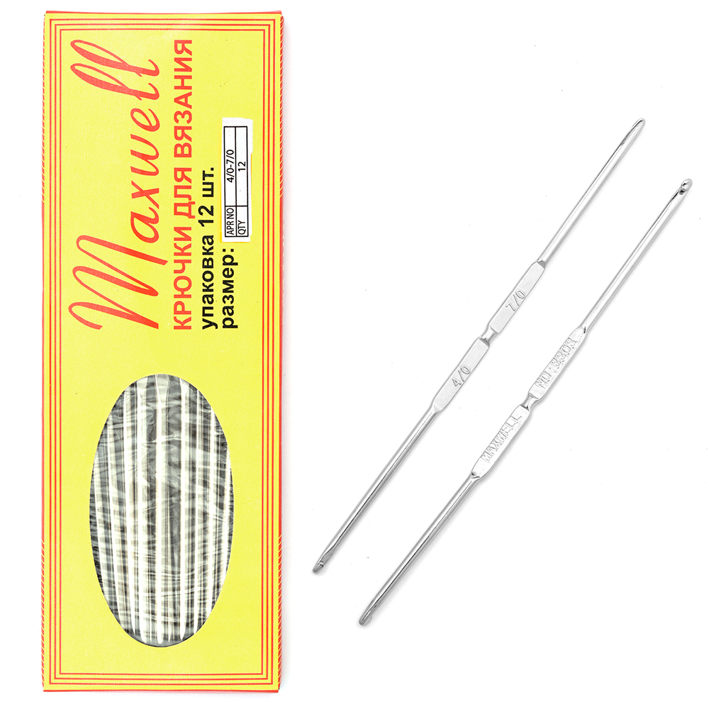 Крючки вязальные Maxwell 2,5 мм- 3,2 мм цвет никель упаковка 12шт - фото 1