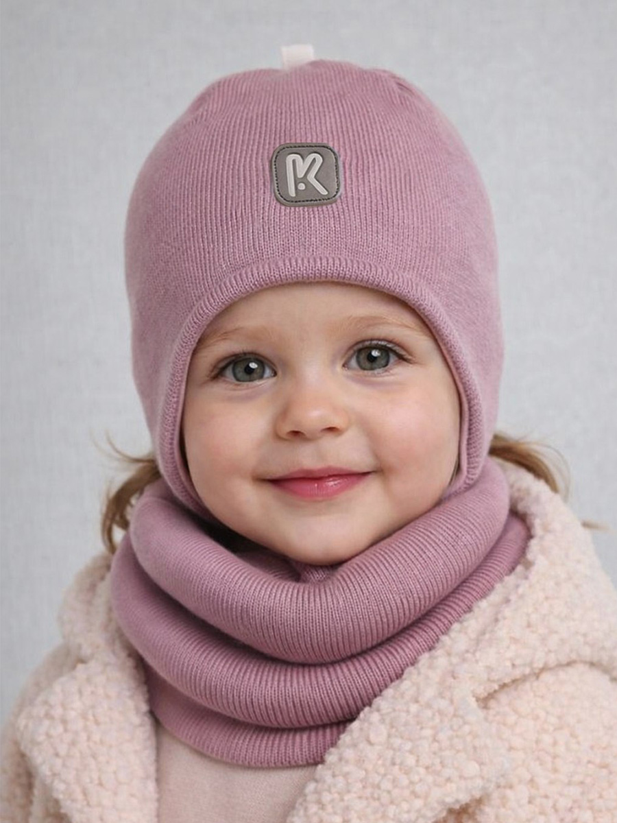 Шапка и снуд ПриКиндер U-Sp232724 Цвет: Темная-пудра - фото 1