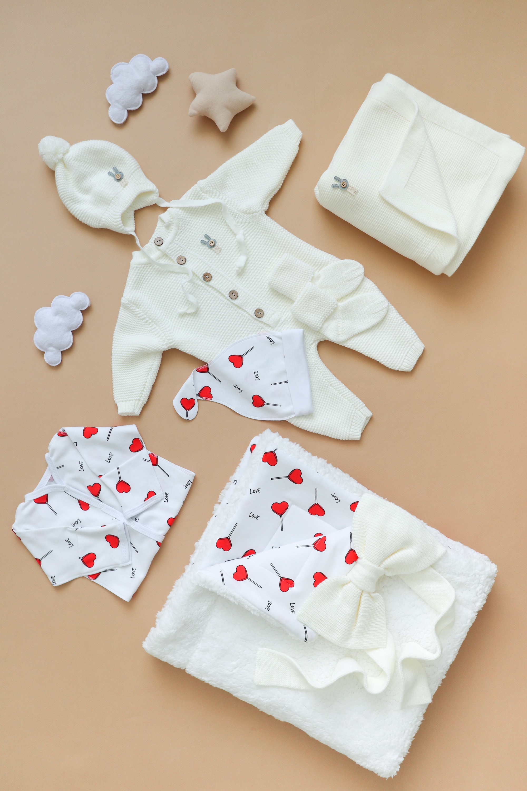 Комплект на выписку Bunnyphant 0363/молочно-красный - фото 2