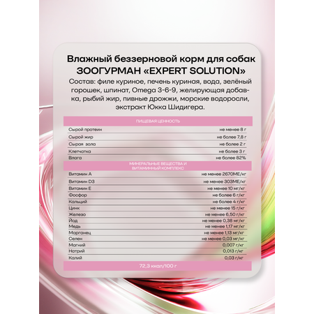 Корм влажный Зоогурман EXPERT SOLUTION \"WEIGHT CONTROL\", Курица, 350 гр х 12 шт.