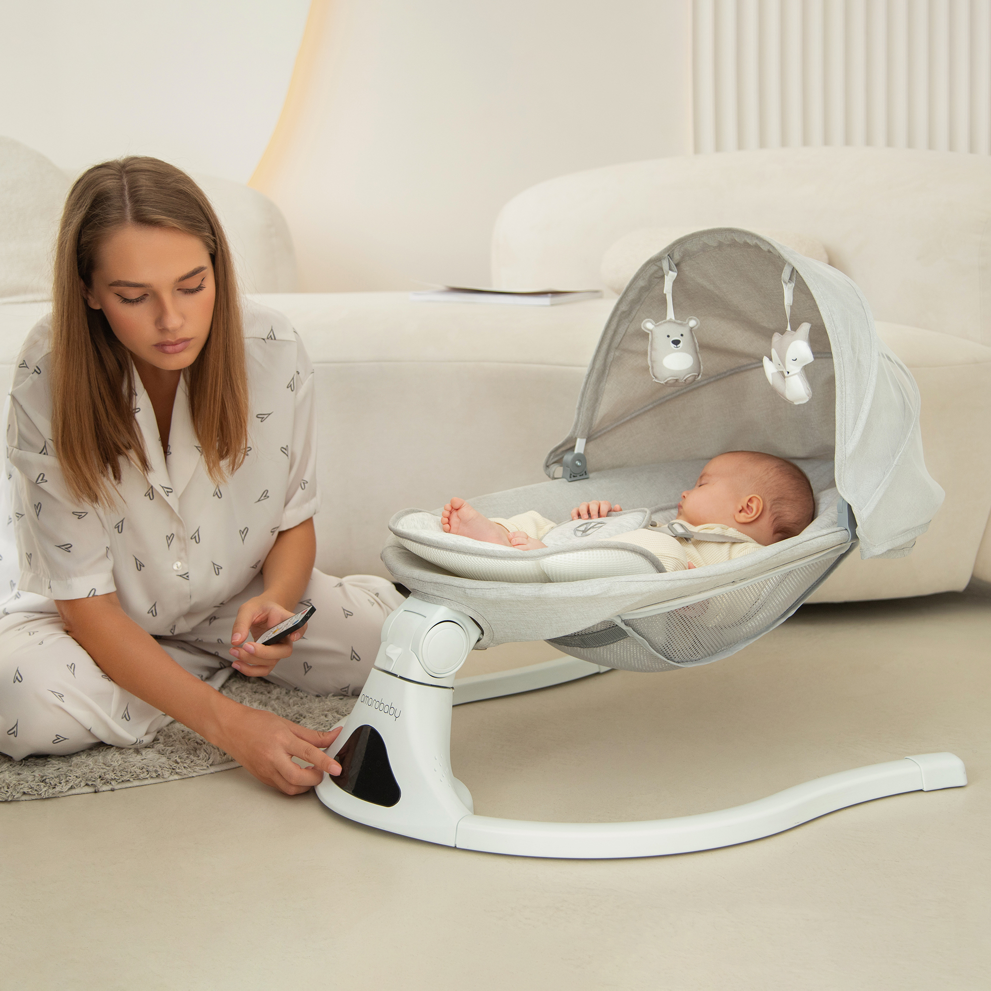 Электронные качели детские Amarobaby Funny swing, черный - фото 27