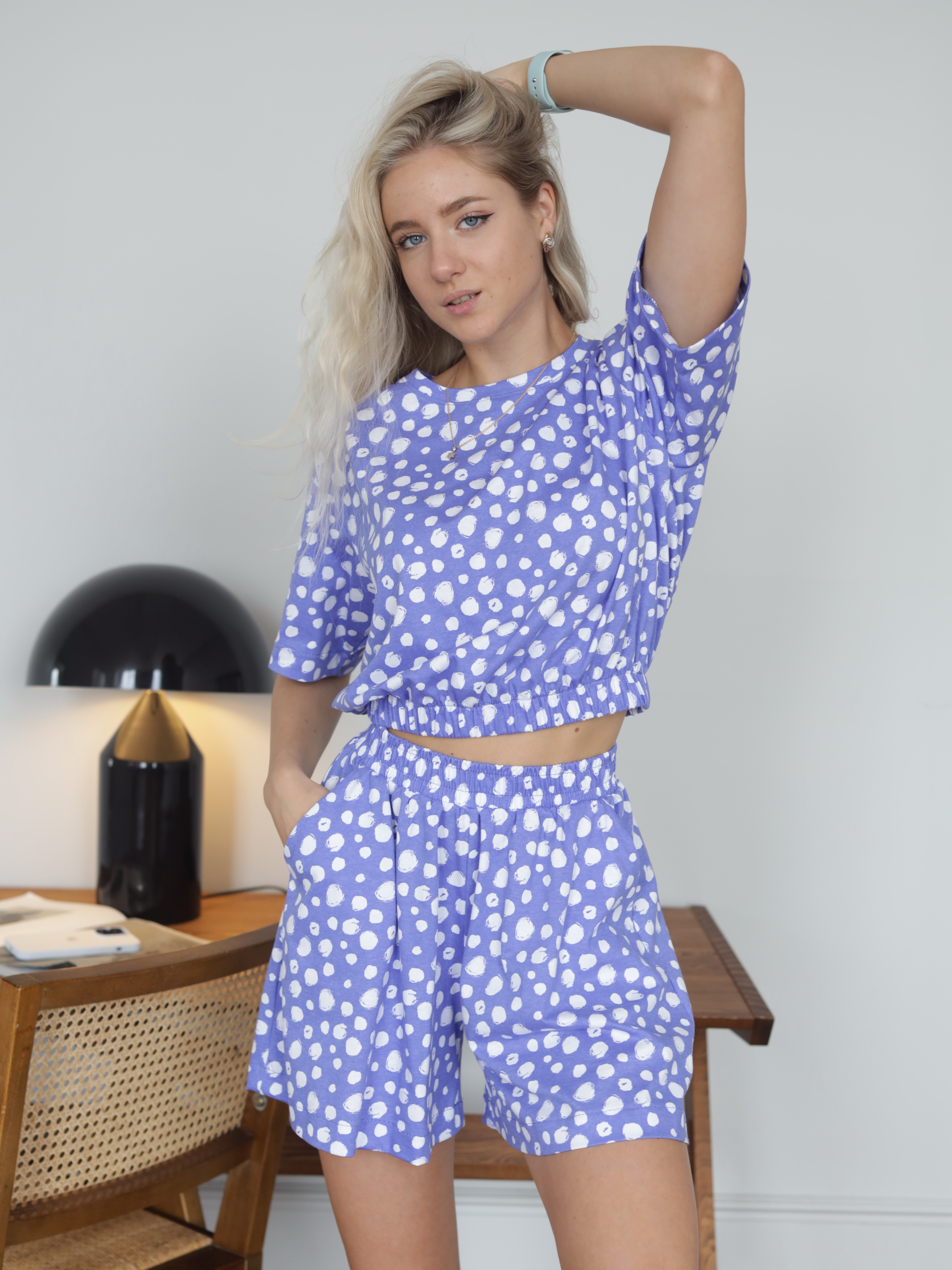 Изображение товара Летний женский костюм с шортами из хлопка Агапэ размер 42