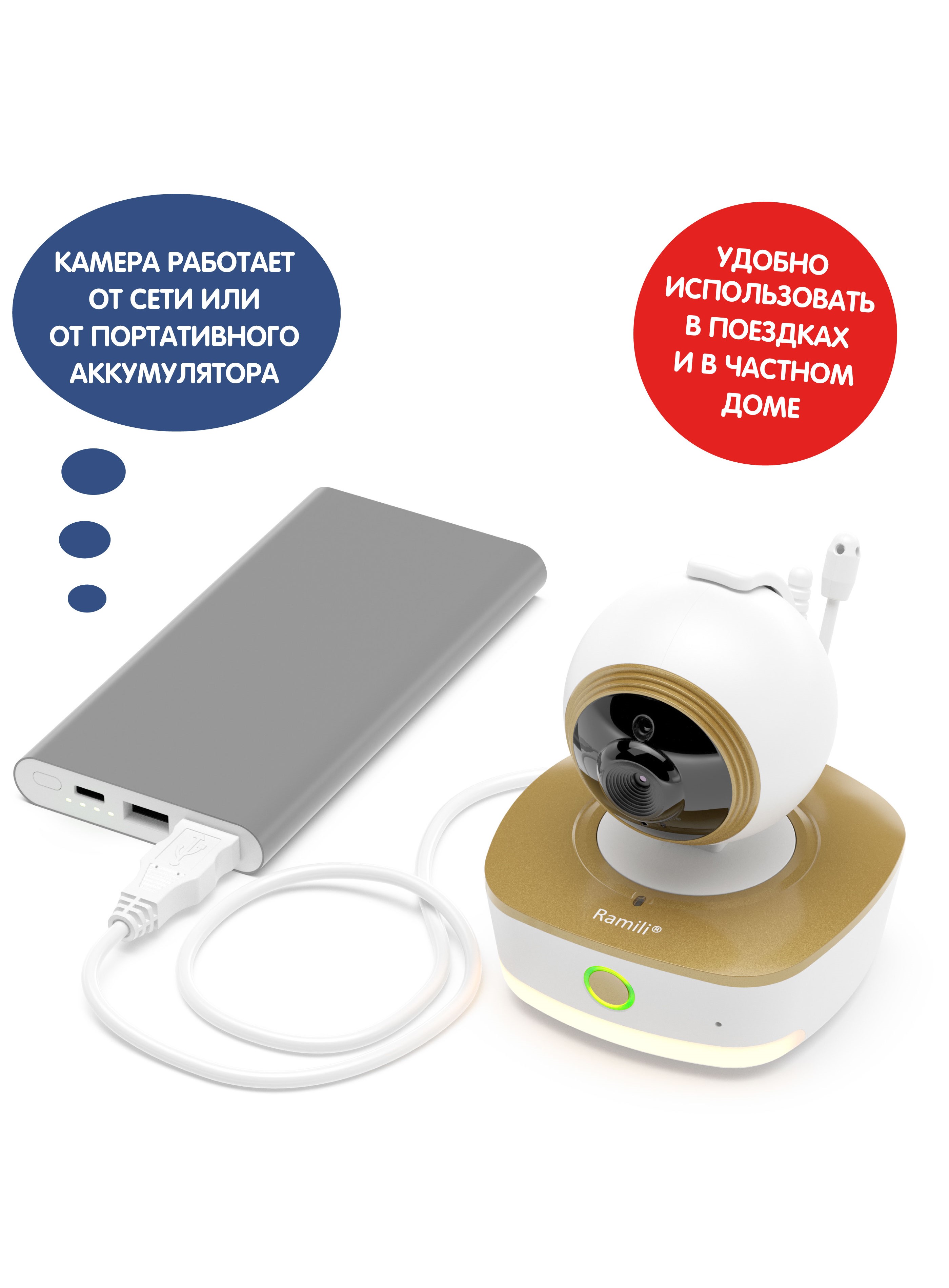 Видеоняня с монитором дыхания Ramili Baby RV1800SP с повышенной дальностью - фото 3