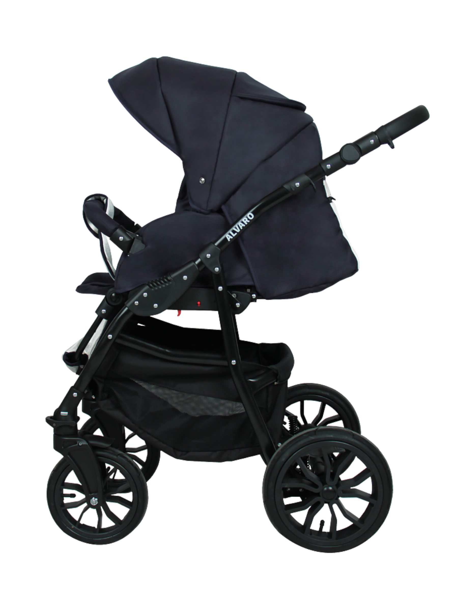 Коляска 2в1 alis Alvaro 07 темно-синий-белый - фото 6