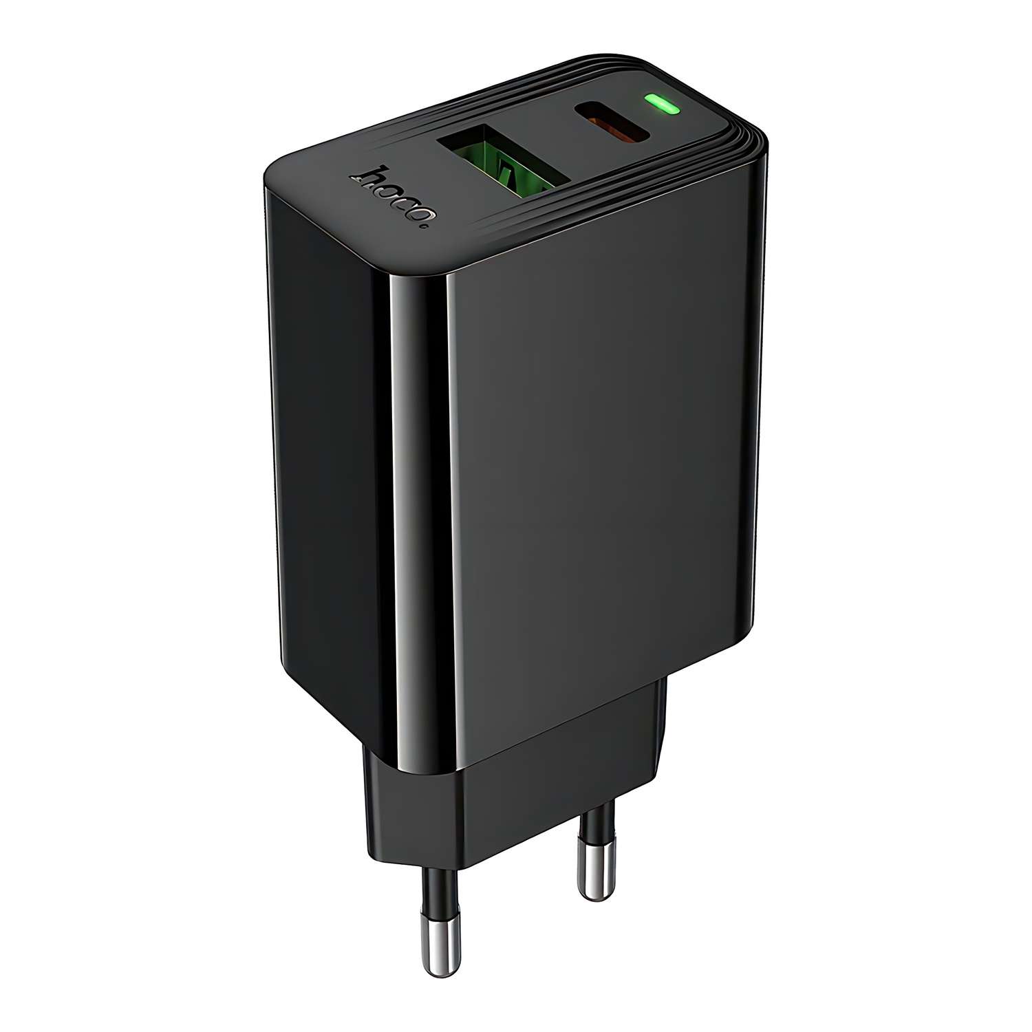 Сетевое зарядное устройство hoco Leader USB USB-C 3А черный - фото 1