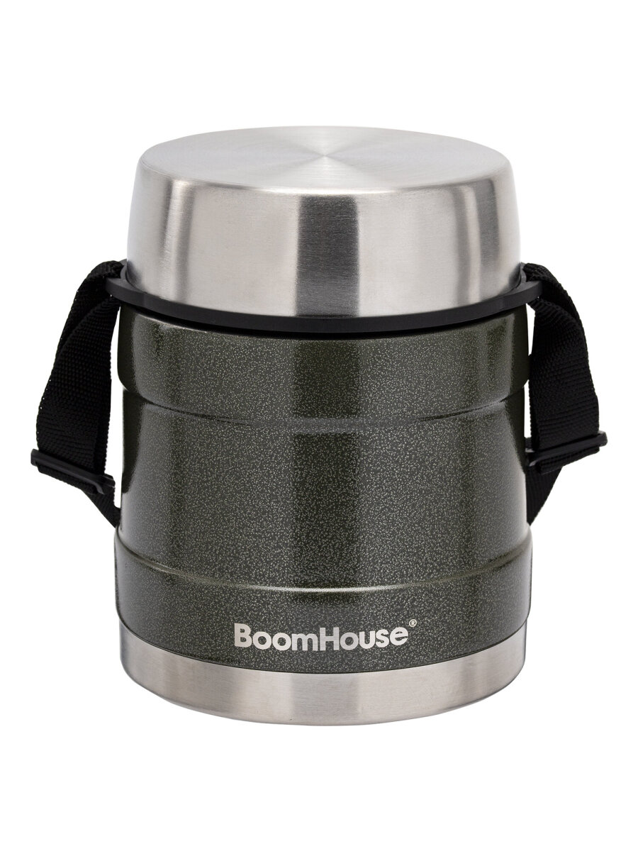 Термос BoomHouse для чая кофе еды 1 литр с широким горлом и ремешком походный - фото 7