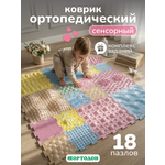 Коврик-пазл Ортодон массажный развивающий детский 26 x 220 см 18 шт.