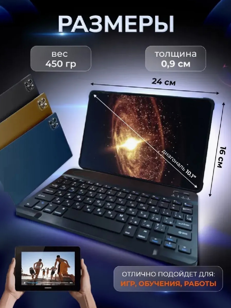 Планшет 10.1" 16 ГБ RAM/512 ГБ ROM CASTLELADY детский с клавиатурой и стилусом HD камера 8MP + 13MP - фото 4