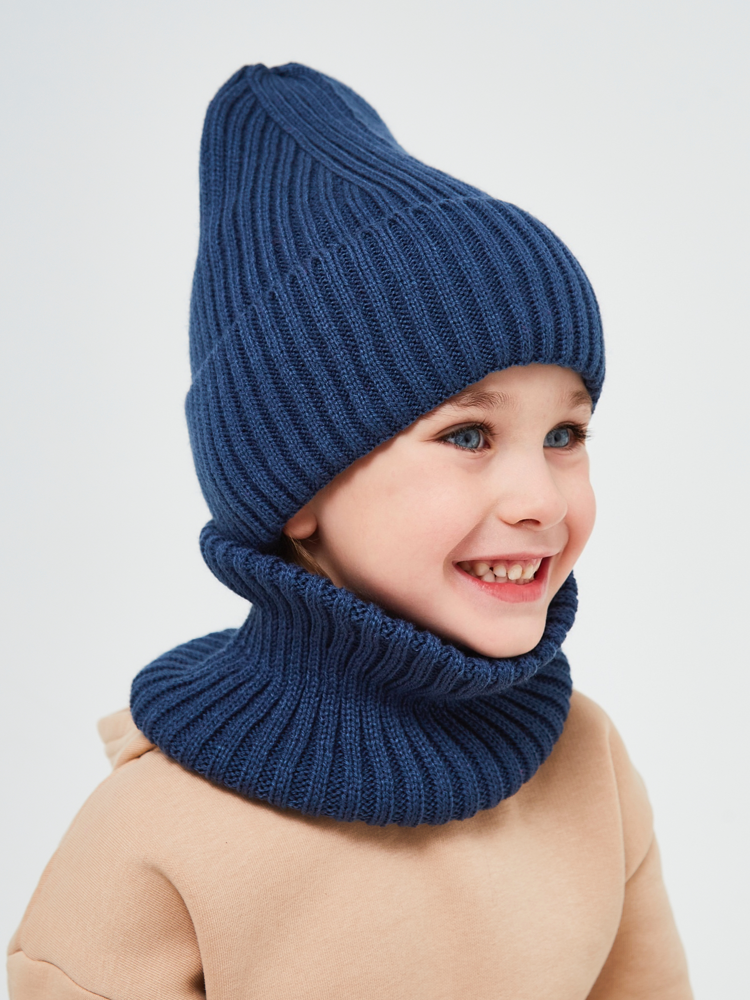 Шапка и снуд NYCkids NYC-H-53-poloski-jeansB - фото 8