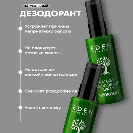 Натуральный дезодорант-спрей для тела EDEN DETOX Hydrolat с гидролатами 50мл