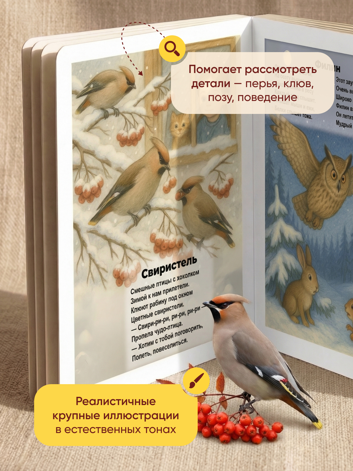 Картонная книга для малышей Расту по возрасту «Птицы» 2+ - фото 4