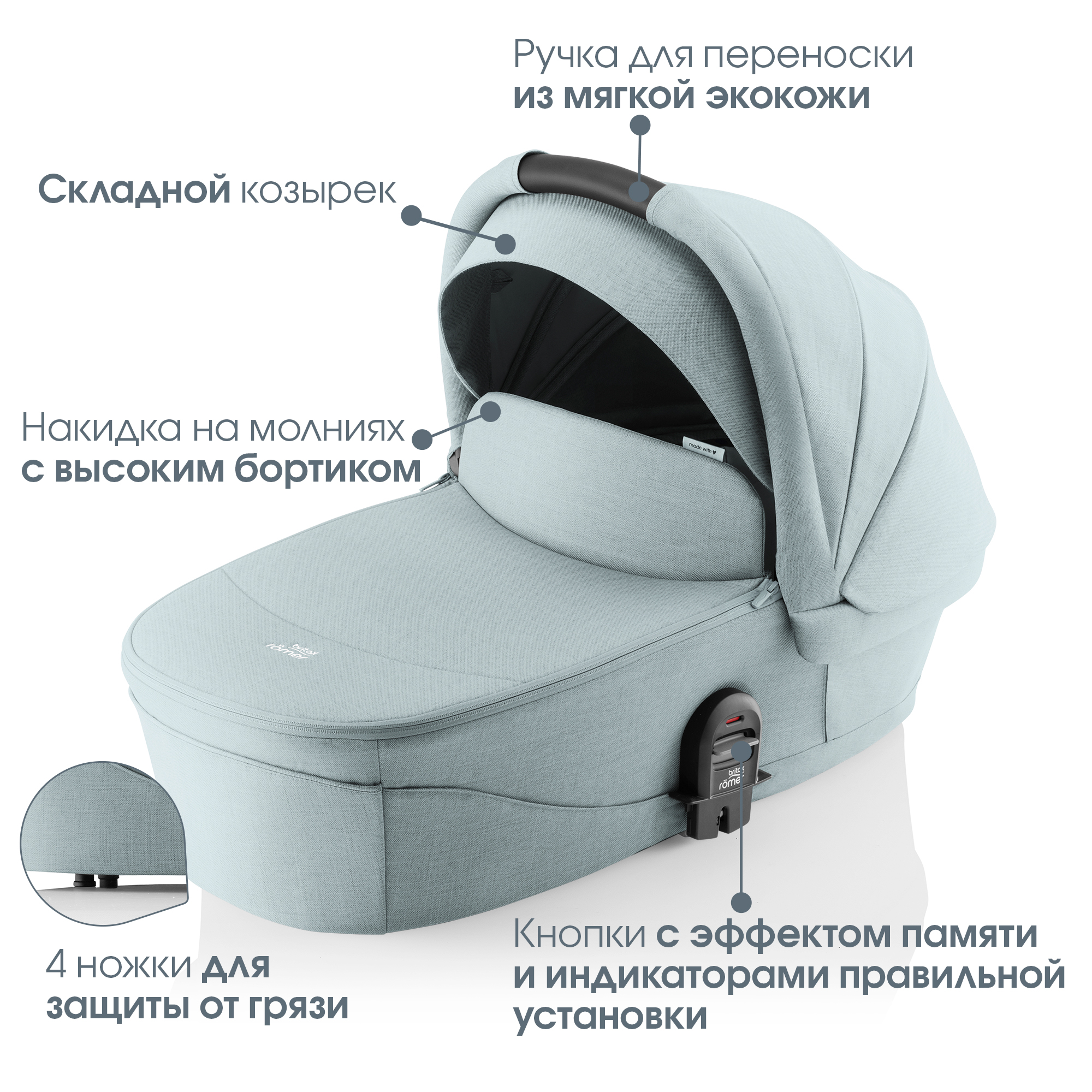 Коляска 2в1 Britax Roemer Smile 5Z Style Harbor Blue 0+ бирюзовый - фото 4
