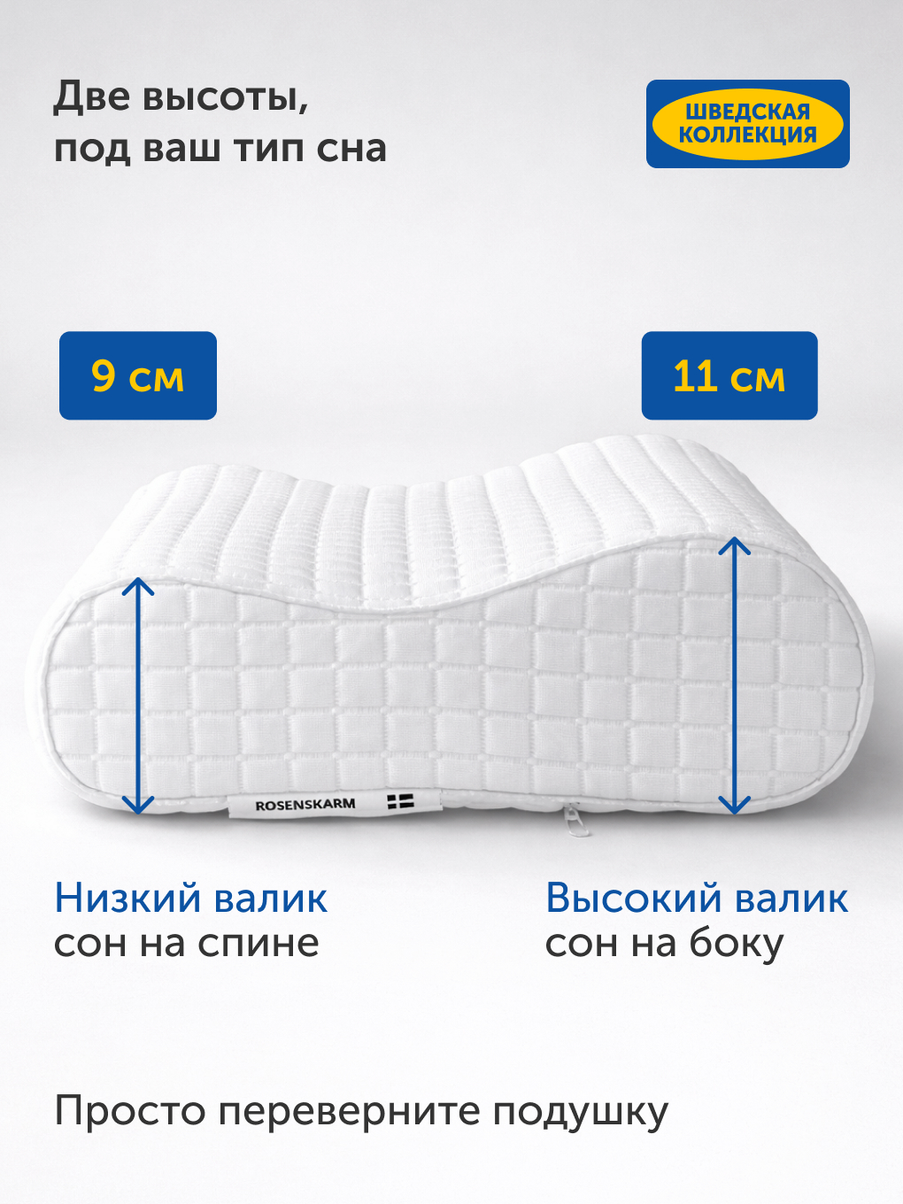 Подушка анатомическая IKEA Росенскарм 33 x 50 см 1 шт. - фото 2