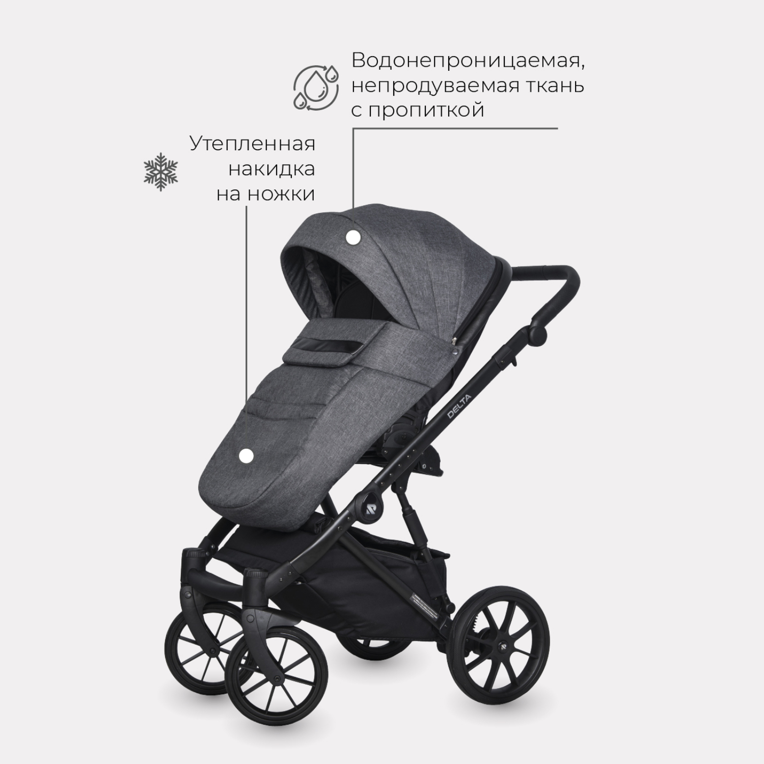 Коляска 2в1 Riko Basic Delta Carbon - фото 5