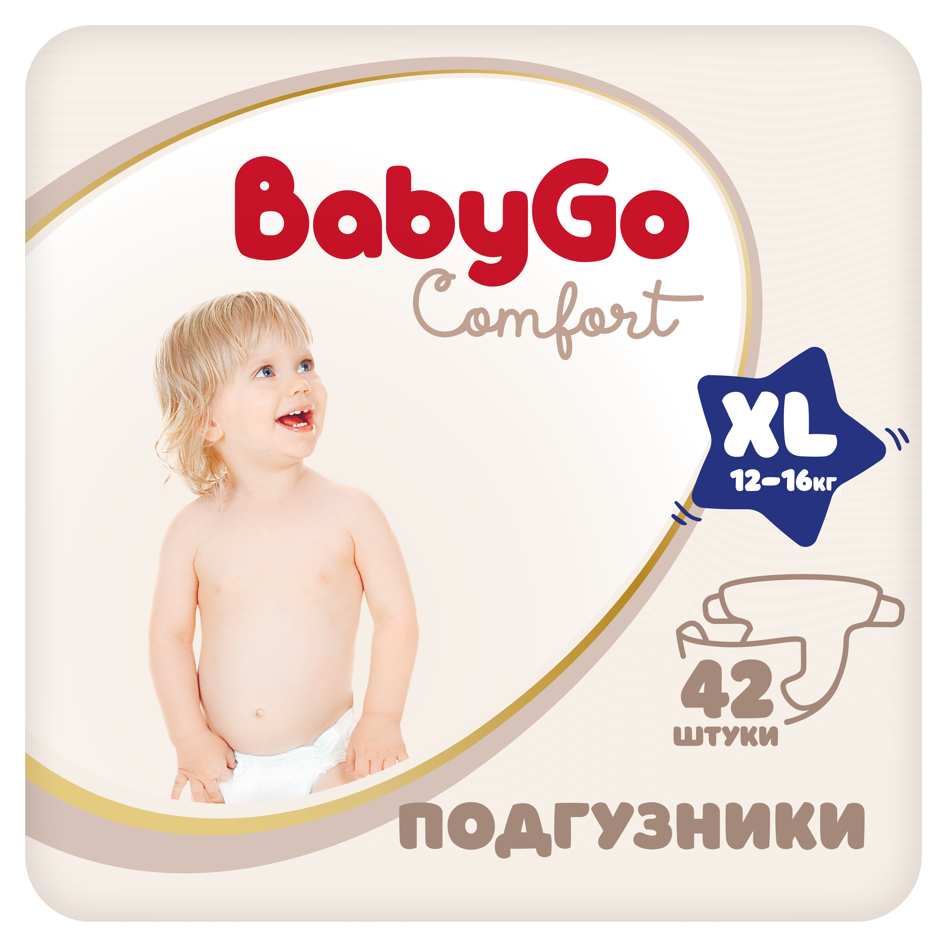 Подгузники BabyGo Comfort XL (12-16 кг) 42 шт. - фото 1