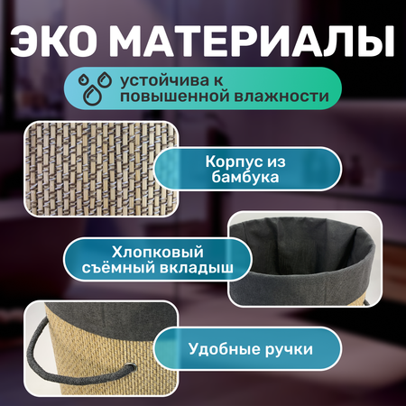 Корзина для хранения белья с крышкой ZDK Homium for Home, Eco, размер 35х35х50см, объем 48 л, цвет бежевый/серый