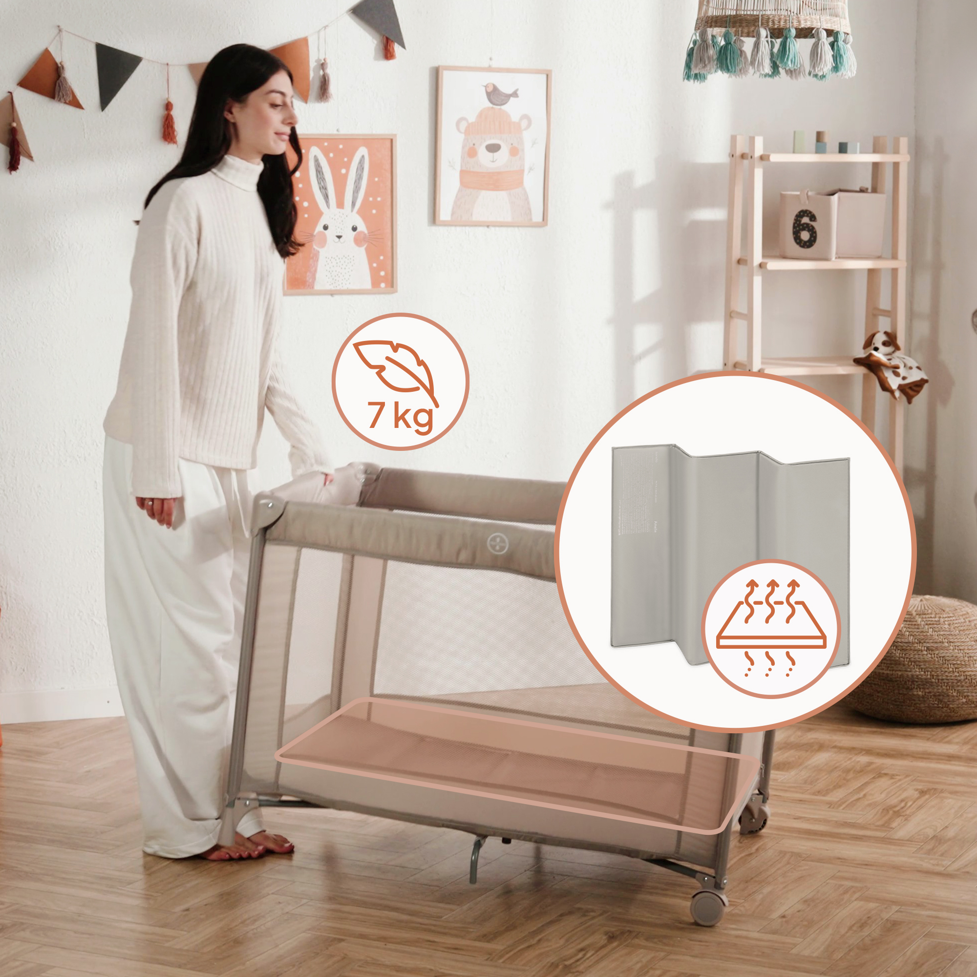 Манеж кровать Lionelo бежевый LO-AMELIE BEIGE SAND - фото 7