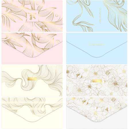 Конверт для денег Meshu Gold flower 85*164мм матовая ламинация фольга в ассортименте MS_65052