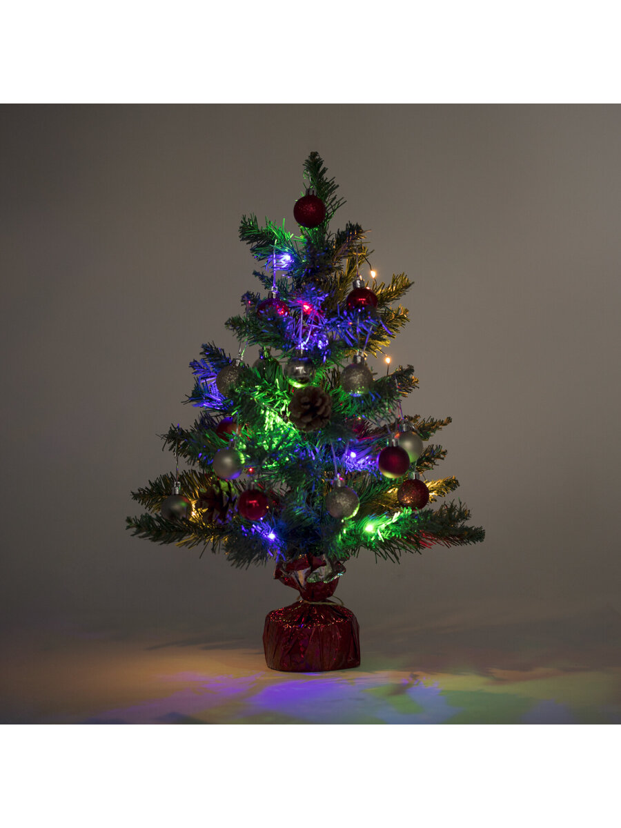 Новогодняя елка Золотая сказка искусственная декоративная 50 см зеленая с гирляндой и игрушками - фото 10