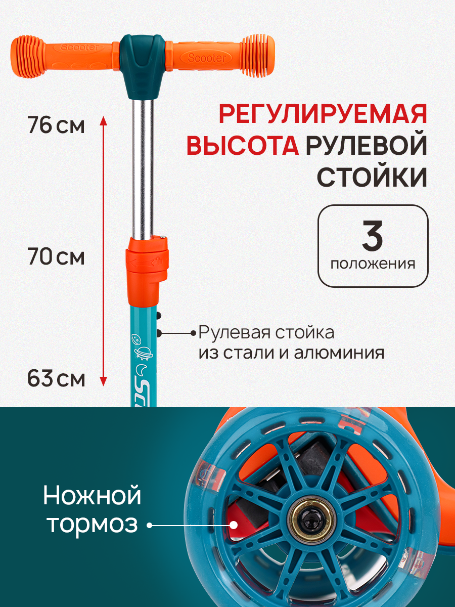 Самокат Рыжий кот трехколесный - фото 4
