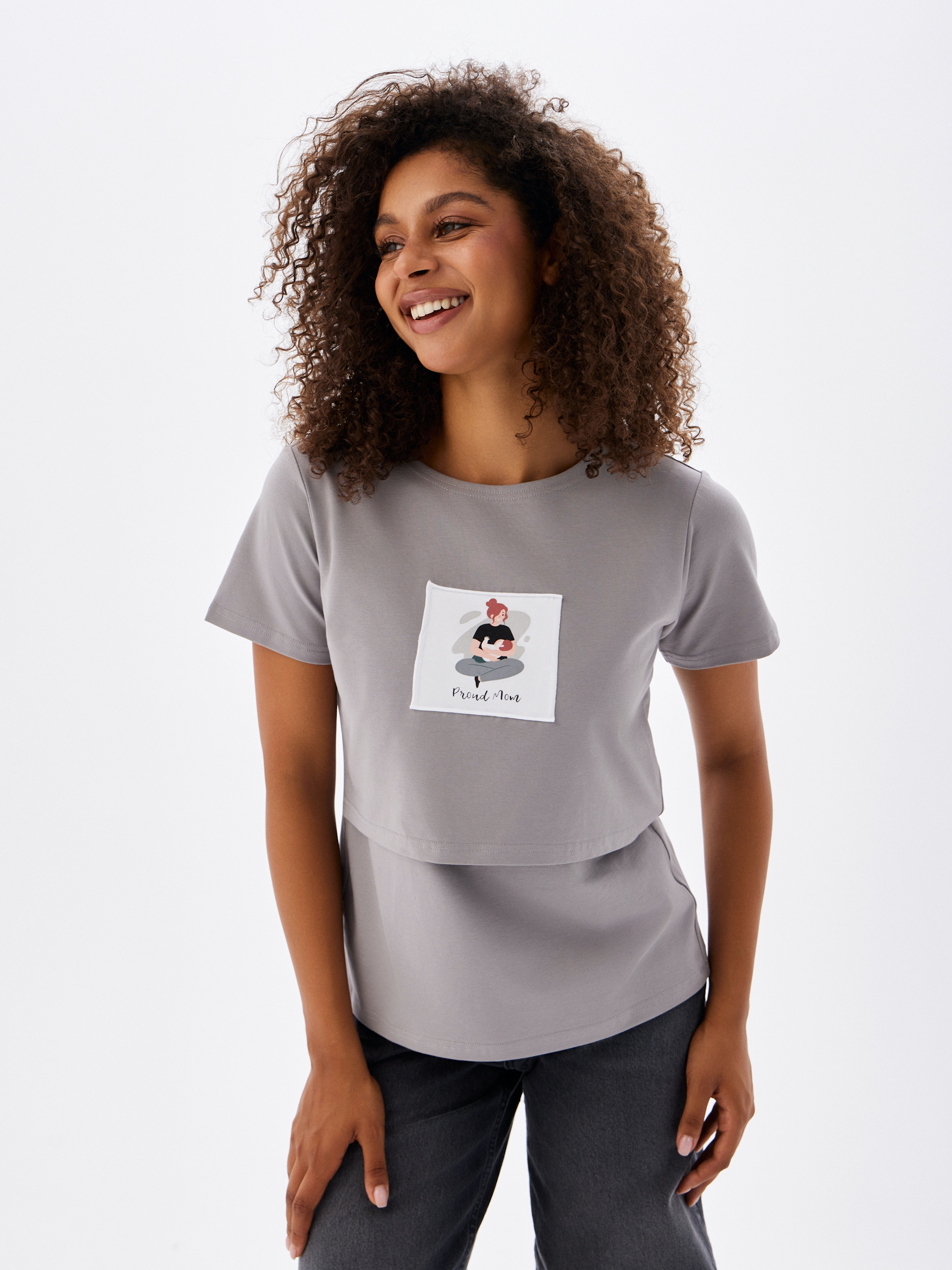 Футболка для беременных и кормящих Proud Mom ФММ-0300-серый - фото 7